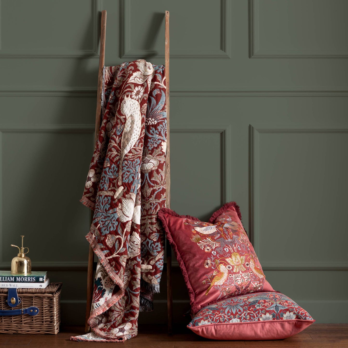Strawberry Thief Jacquard Throw: Berry