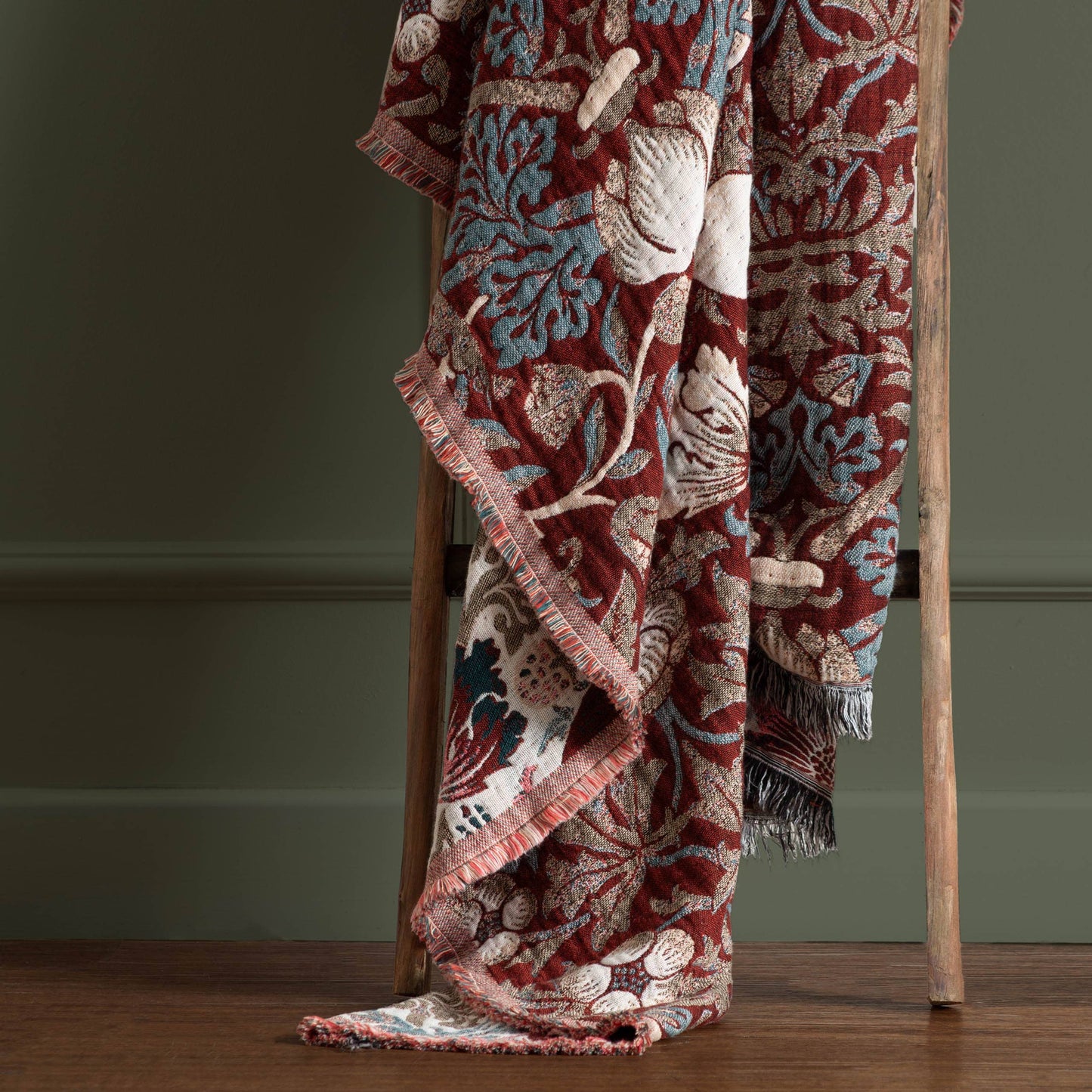 Strawberry Thief Jacquard Throw: Berry