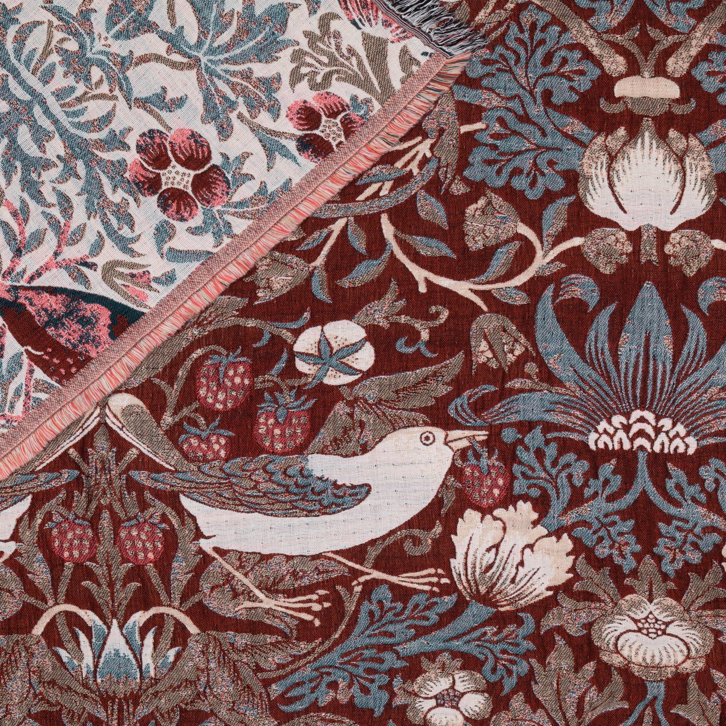 Strawberry Thief Jacquard Throw: Berry
