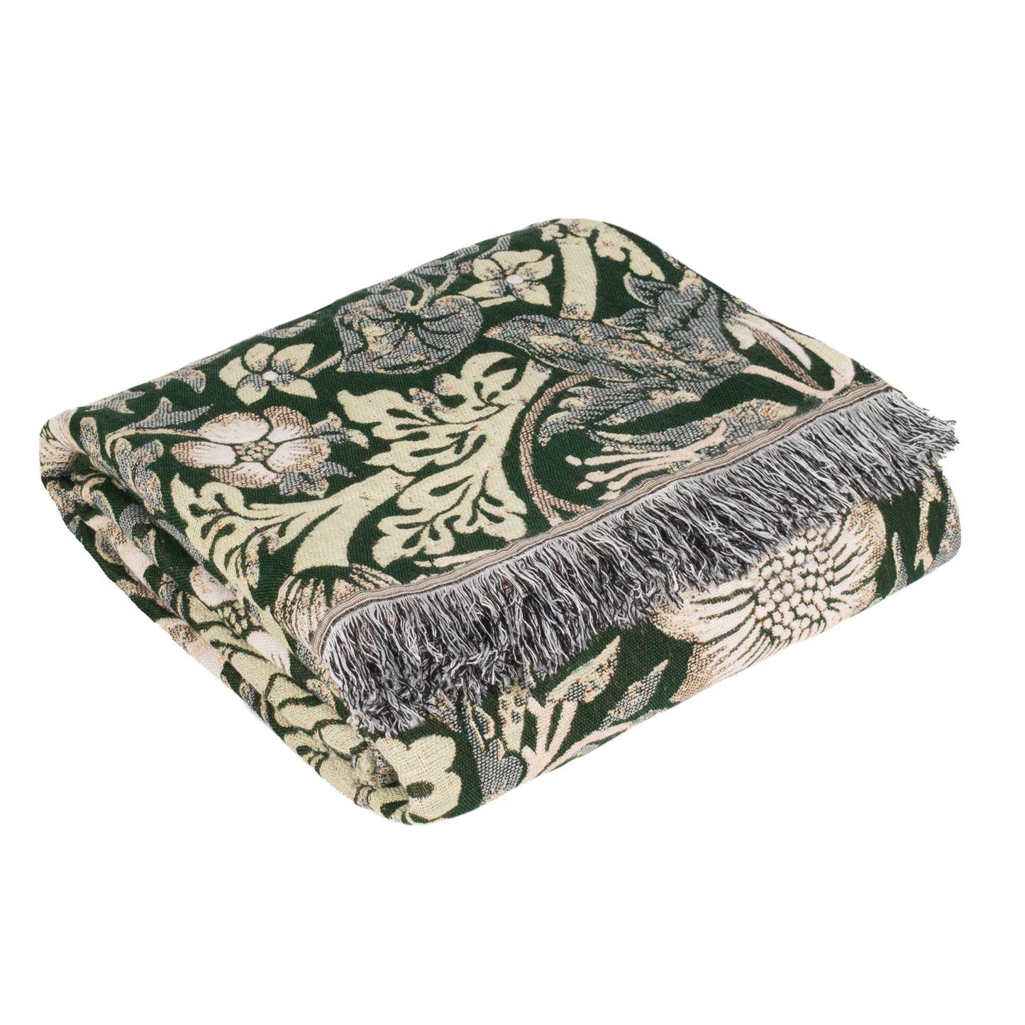 Strawberry Thief Jacquard Throw: Forest