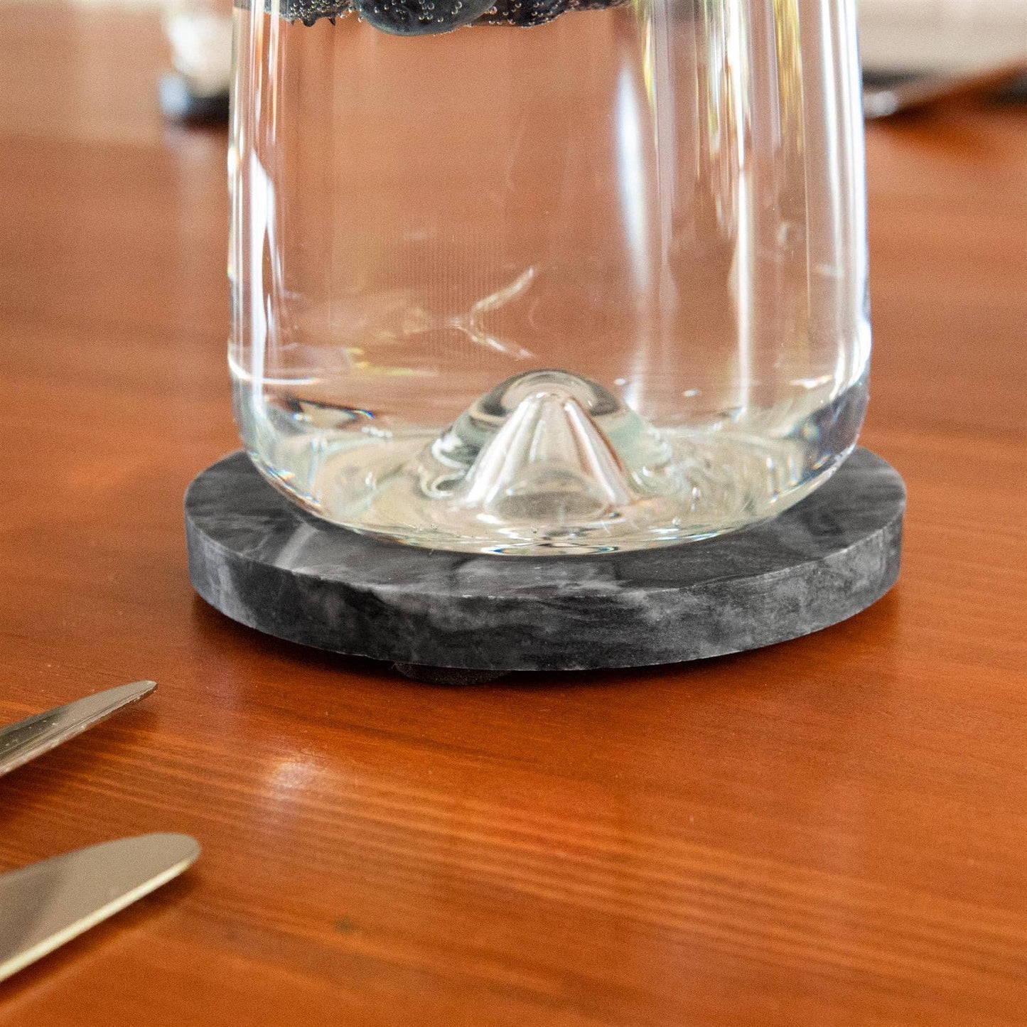 Marble Round Coaster - 10cm - Black
