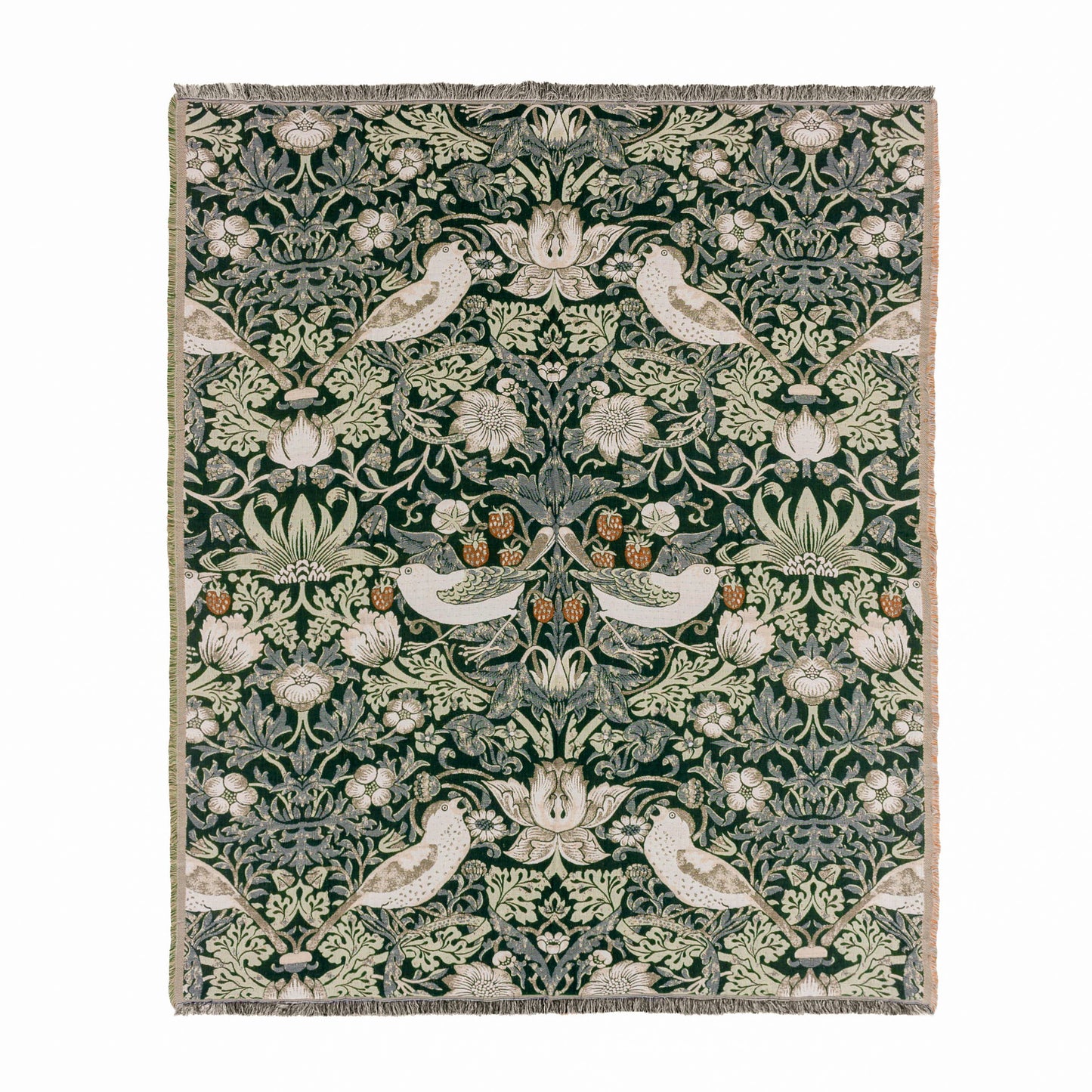 Strawberry Thief Jacquard Throw: Forest