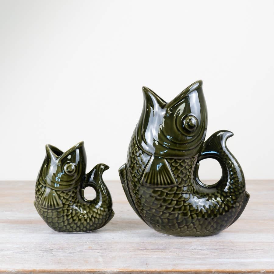 Dark Green Fish Vase - 24.7cm