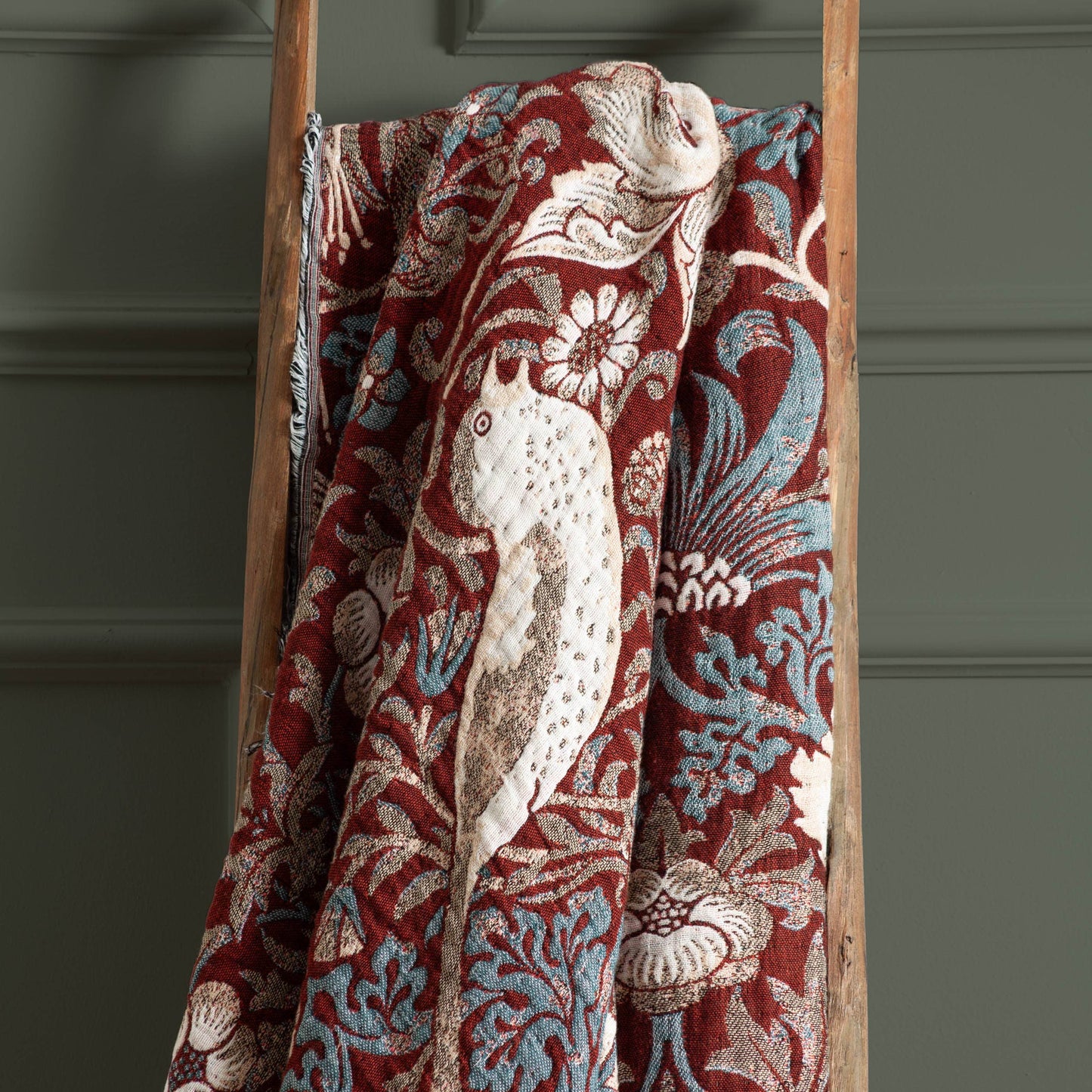 Strawberry Thief Jacquard Throw: Berry