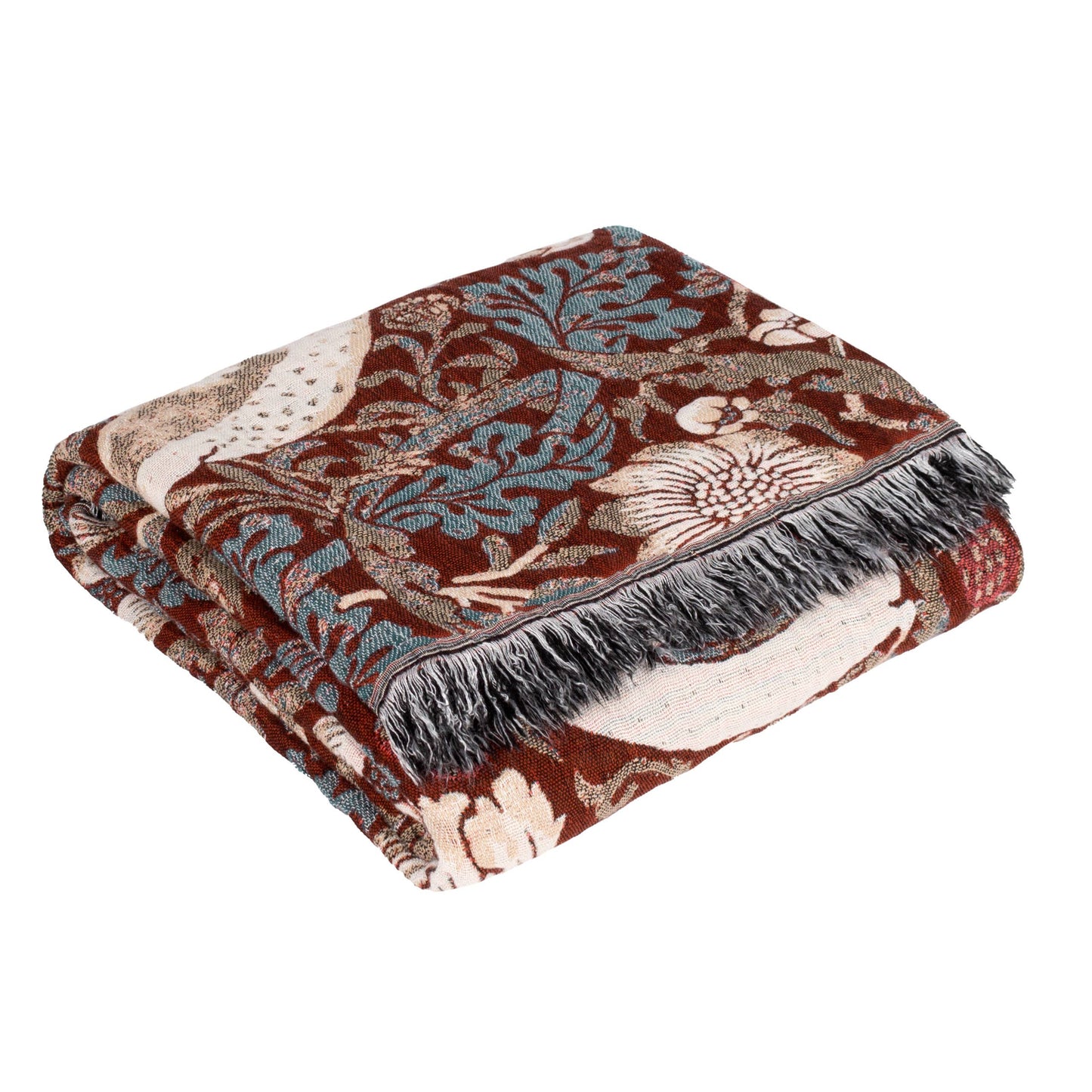 Strawberry Thief Jacquard Throw: Berry