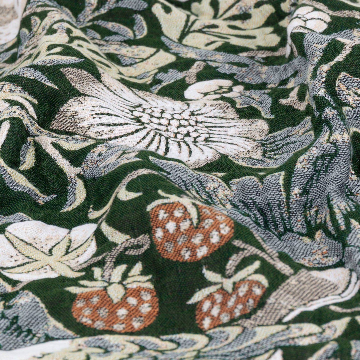 Strawberry Thief Jacquard Throw: Forest