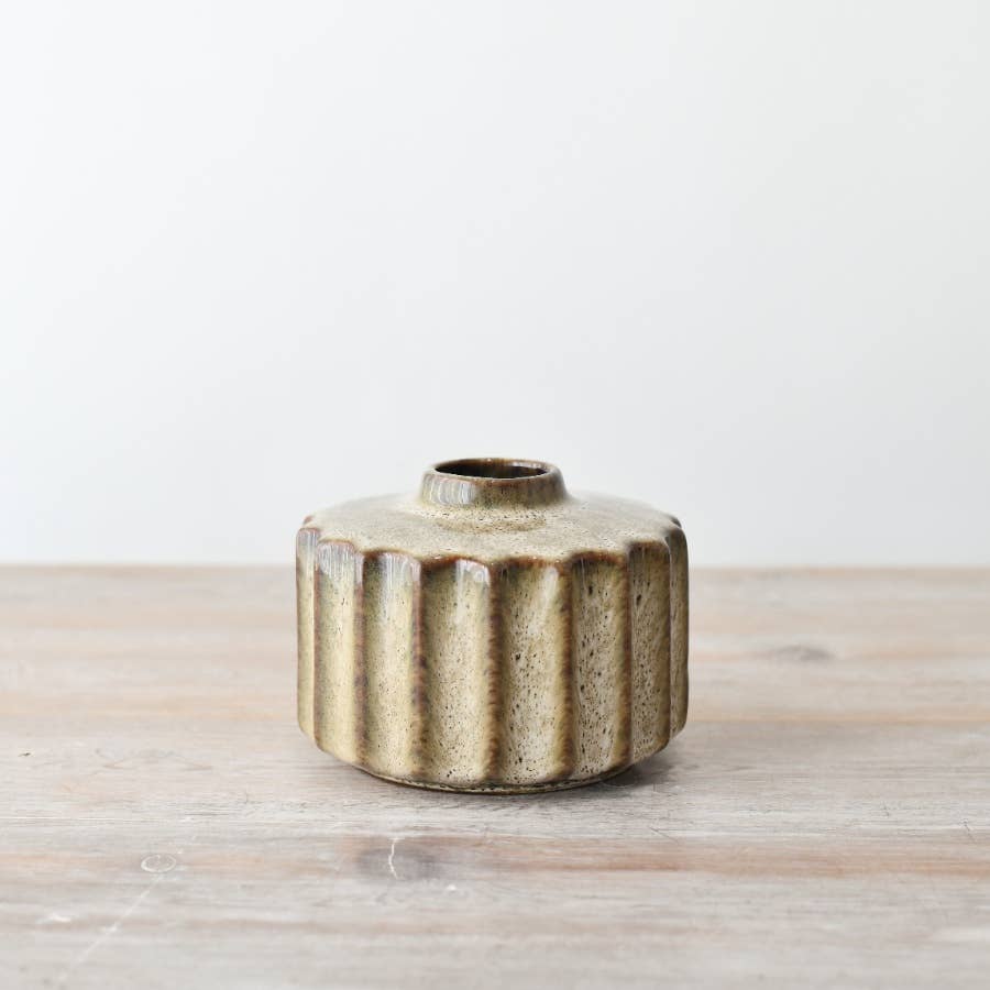 Beige Round Flower Vase, 13cm