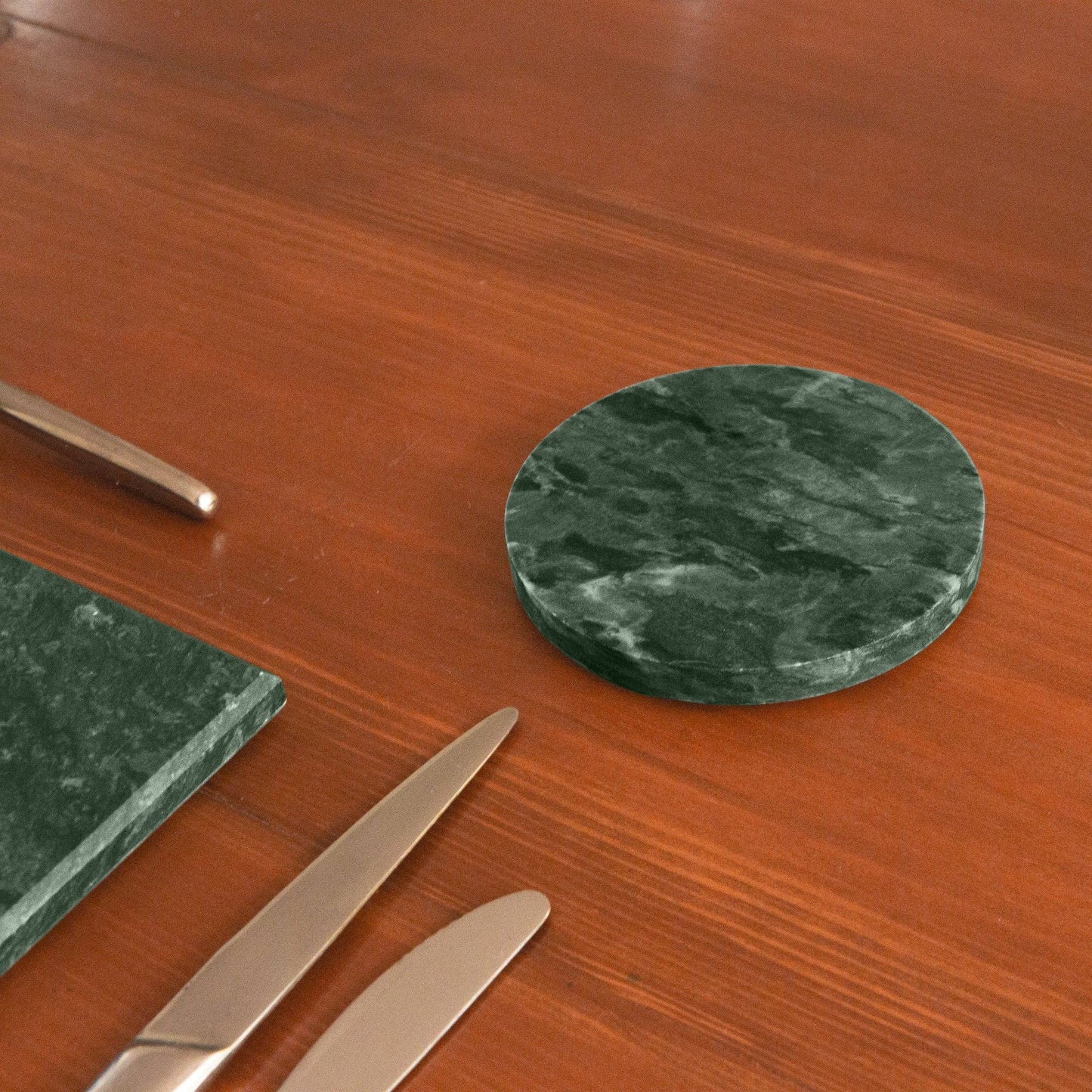 Marble Round Coaster - 10cm - Green