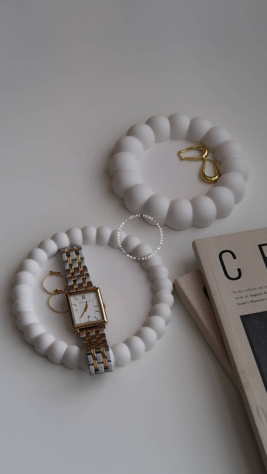 Round Bubble Trinket Tray - White