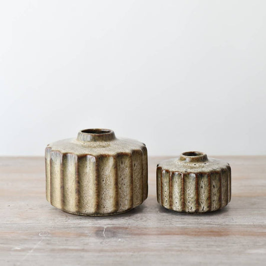 Beige Round Flower Vase, 13cm
