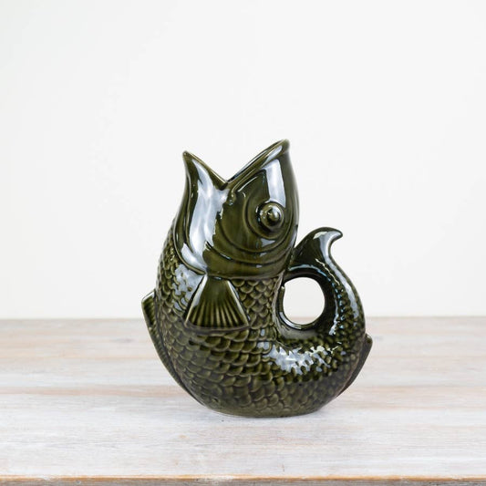Dark Green Fish Vase - 24.7cm