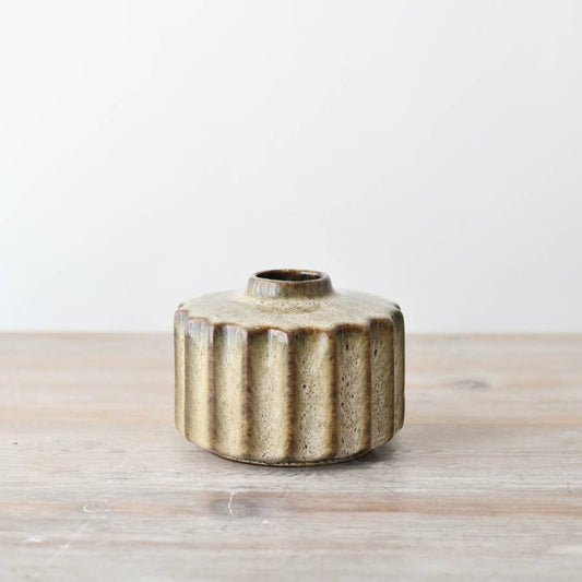 Beige Round Flower Vase, 13cm