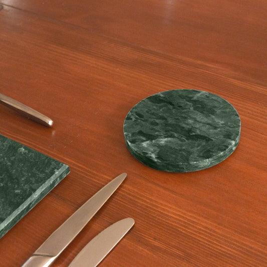 Marble Round Coaster - 10cm - Green
